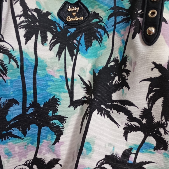 Juicy Couture Black and Blue Palm Print Tote - Picture 2 of 6
